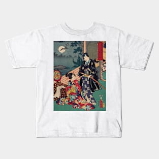 Samurai and Geisha in the Moonlight Kids T-Shirt